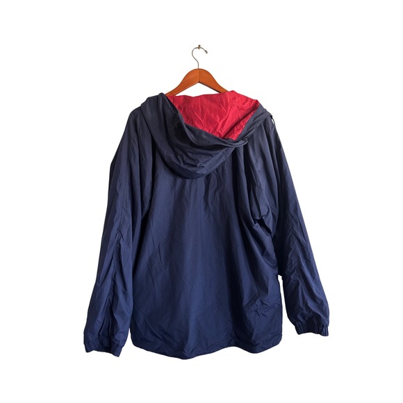 Eddie Bauer Mens Navy Red Yellow Colorblock Hooded Windbreaker Jacket Size M - Picture 7 of 7